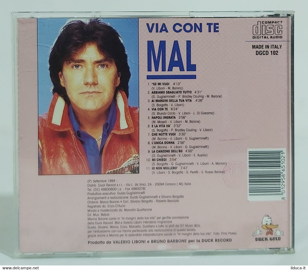 I102309 CD - Mal - Via Con Te - Duck Record 1994 - Other - Italian Music