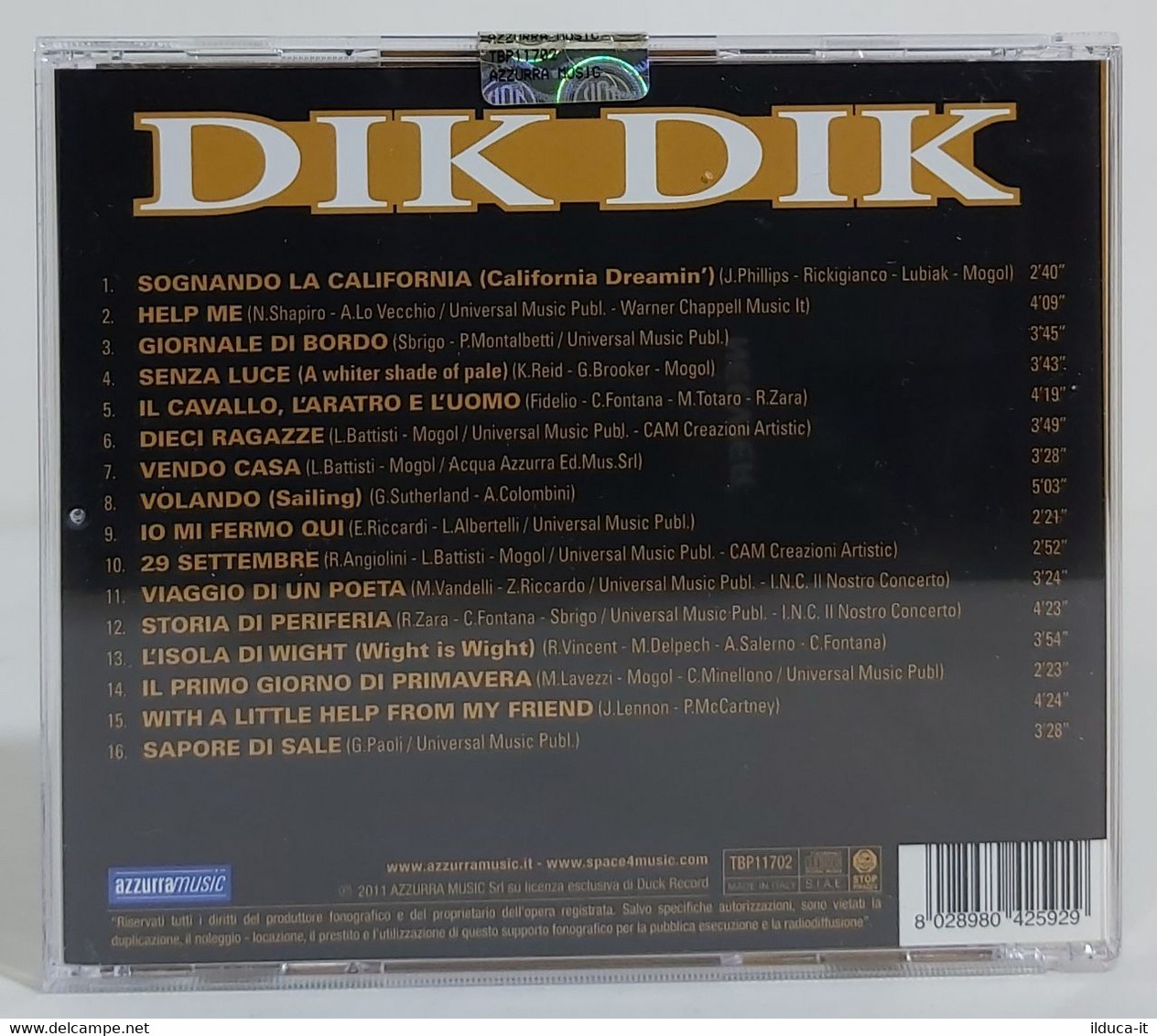 I102313 CD - DIK DIK - Azzurra Music 2011 - Otros - Canción Italiana