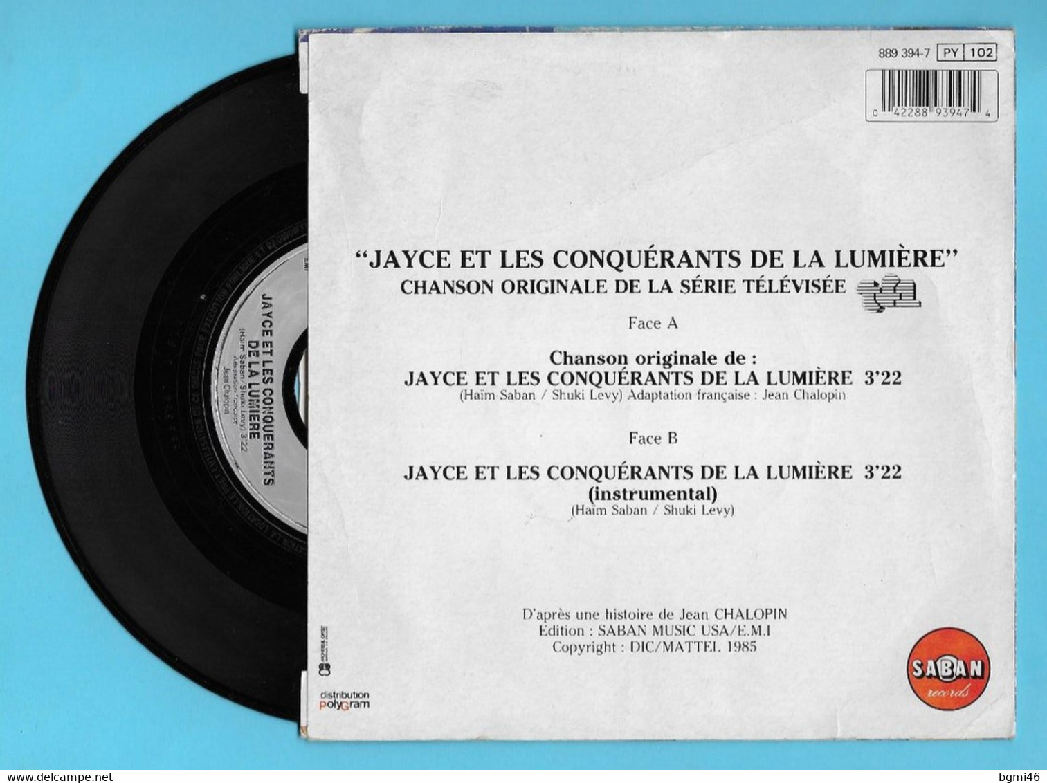 Disque Vinyle 45 Tours : JAYCE Et Les CONQUERANTS De La LUMIERE  : Chanson Originale De La Série Télévisée ..Scan A : - Soundtracks, Film Music