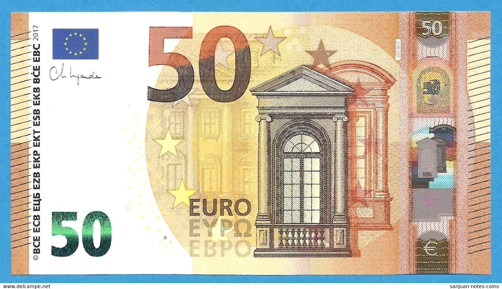 50 EURO SPAIN LAGARDE VB-V018 UNC-FDS (D227) - 50 Euro