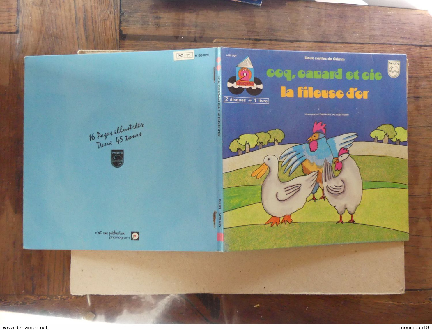 45 T Coq Canard Et Oie La Fileuse D'or 2 Disques + 1 Livre Philips 6199029 - Children