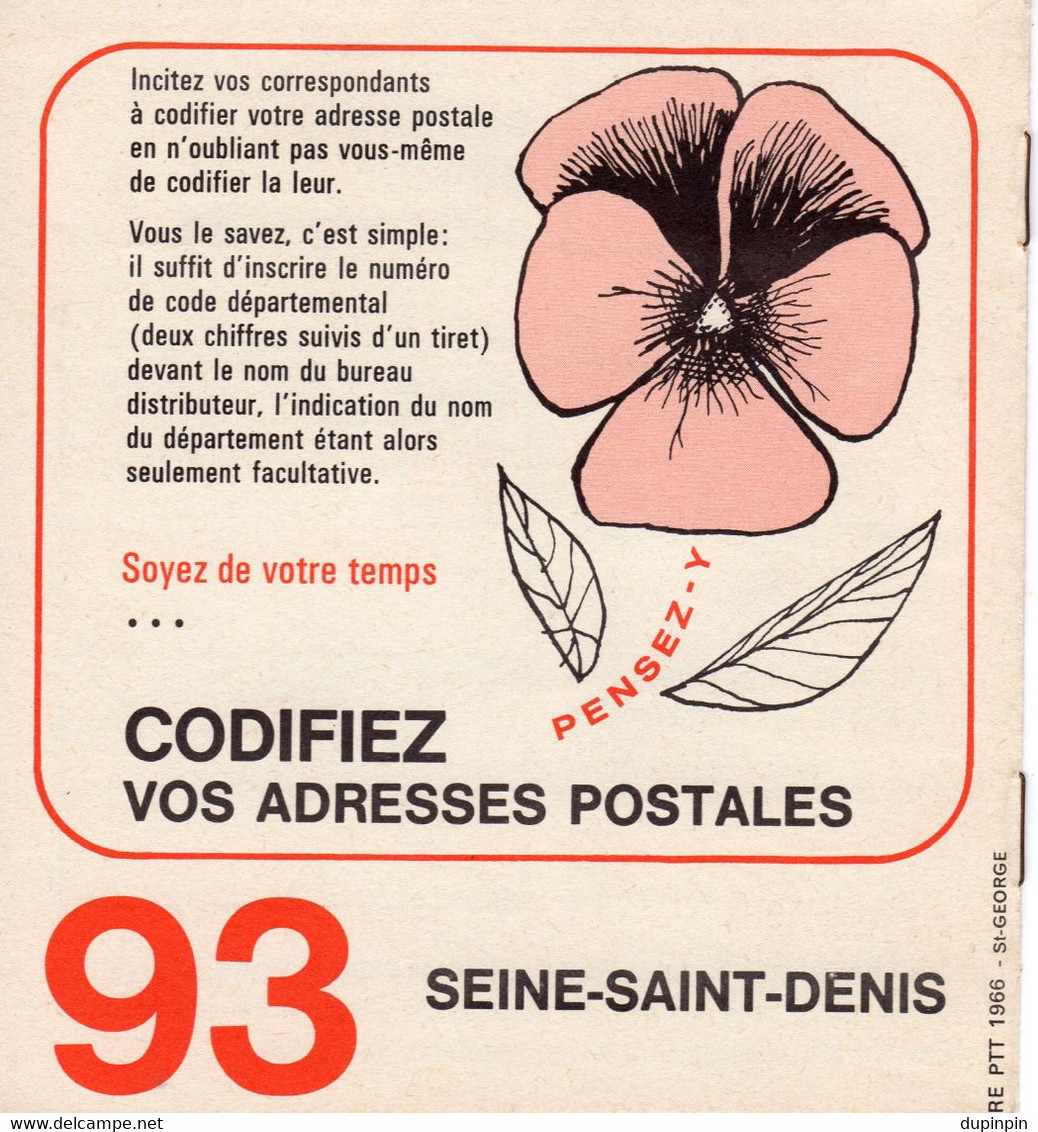 Carnet De 24 Vignettes CODE POSTAL 93 SEINE ST DENIS RARE - 1966 - Blocks Und Markenheftchen