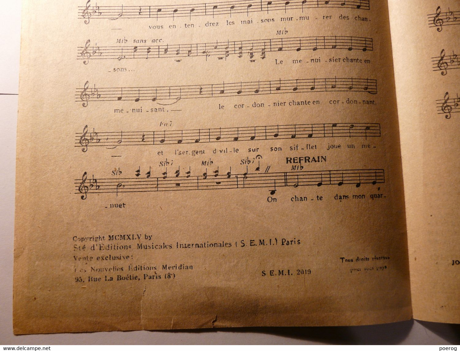 PARTITIONS 1945 - GEORGES GOSSET - ON CHANTE DANS MON QUARTIER - PAROLES FRANCIS BLANCHE MUSIQUE MARBOT - MERIDIAN 1945 - Partitions Musicales Anciennes