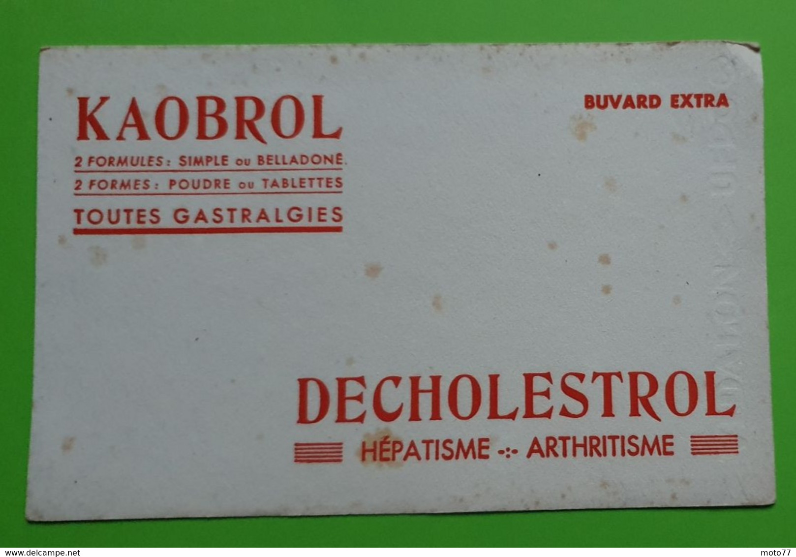 Buvard 982 - Laboratoire - KAOBROL DECHOLESTROL - Etat D'usage : Voir Photos- 21x13.5 Cm Environ - Vers 1950 - Produits Pharmaceutiques