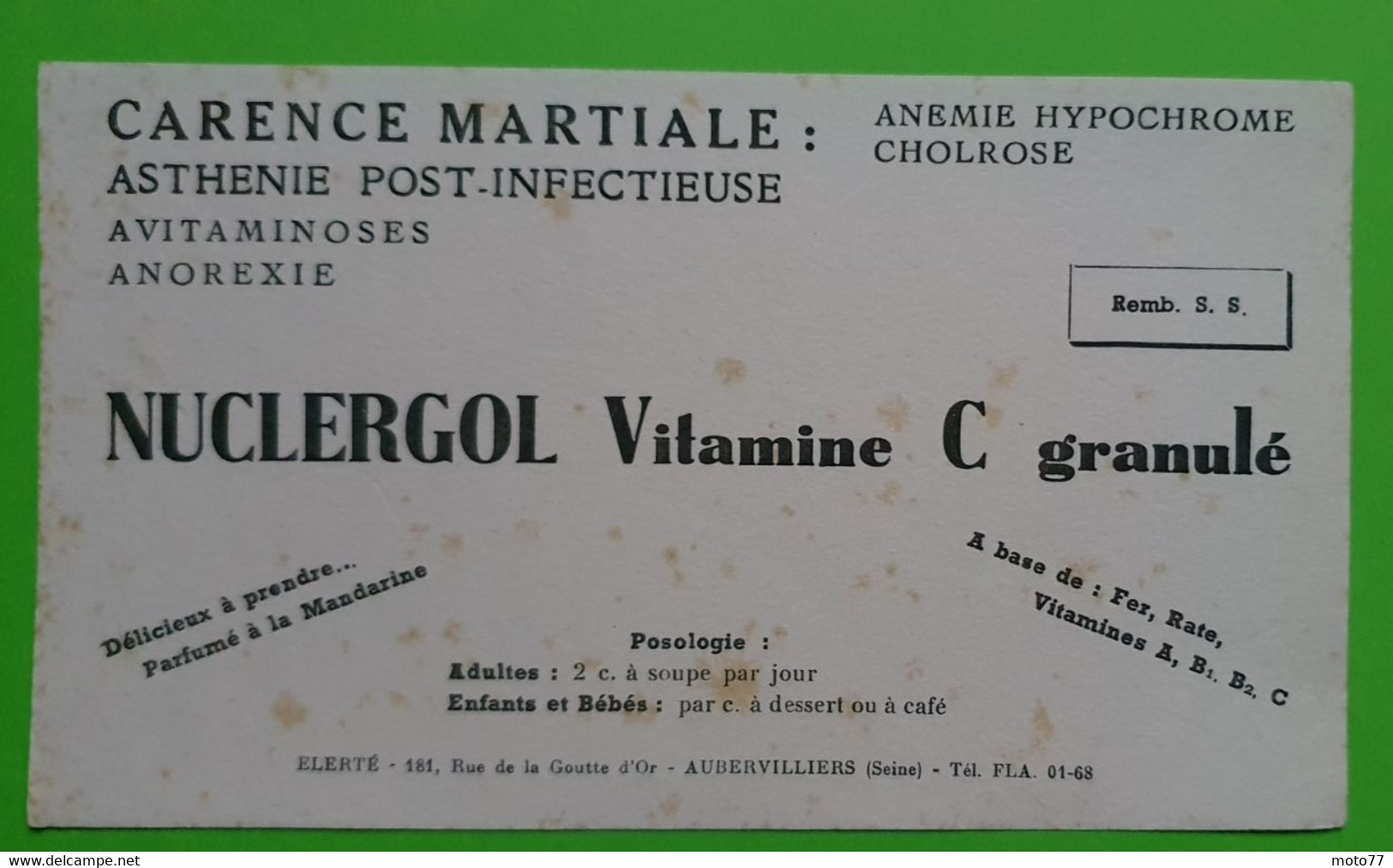 Buvard 983 - Laboratoire Elerté - NUCLERGOL - Etat D'usage : Voir Photos- 21x12 Cm Environ - Vers 1950 - Produits Pharmaceutiques