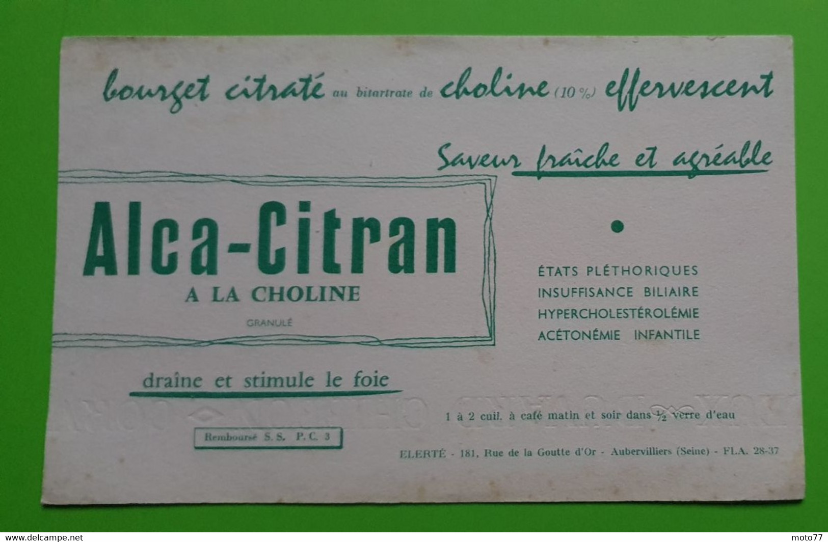 Buvard 984 - Laboratoire Elerté - ALCA-CITRAN - Etat D'usage : Voir Photos- 21x13 Cm Environ - Vers 1950 - Produits Pharmaceutiques