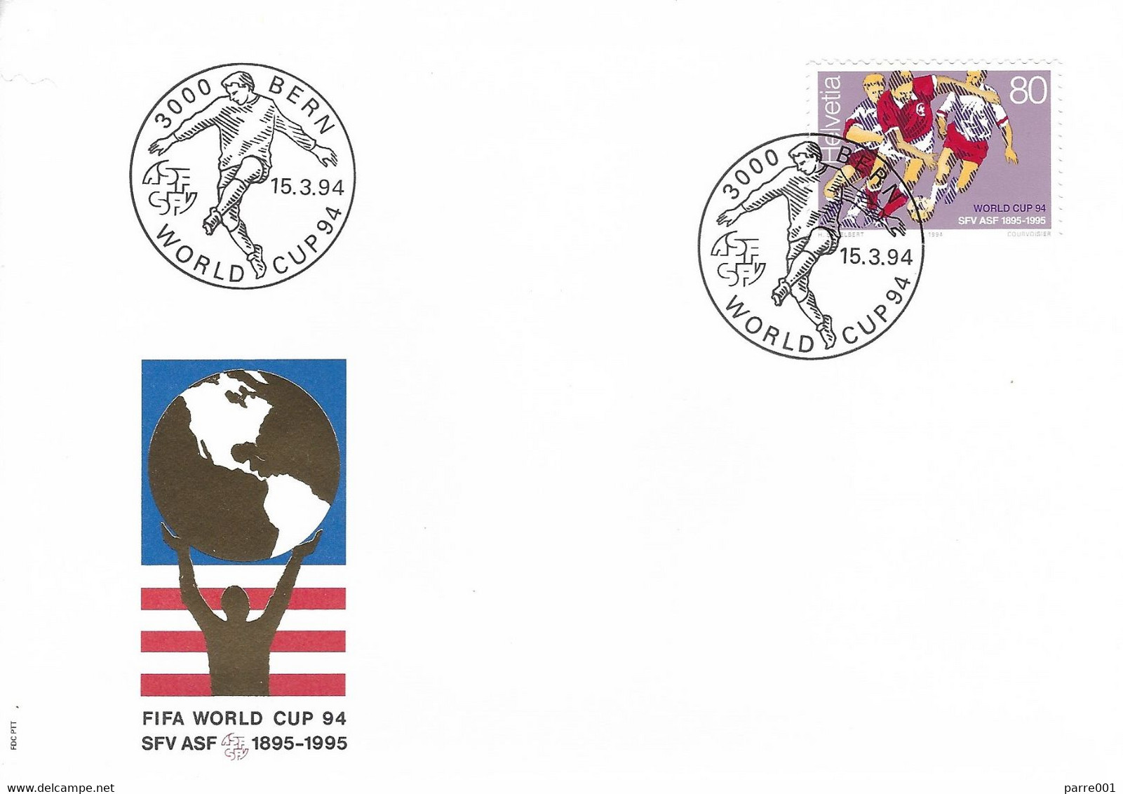 Switzerland 1994 Bern World Cup Football USA FDC Cover - 1994 – États-Unis