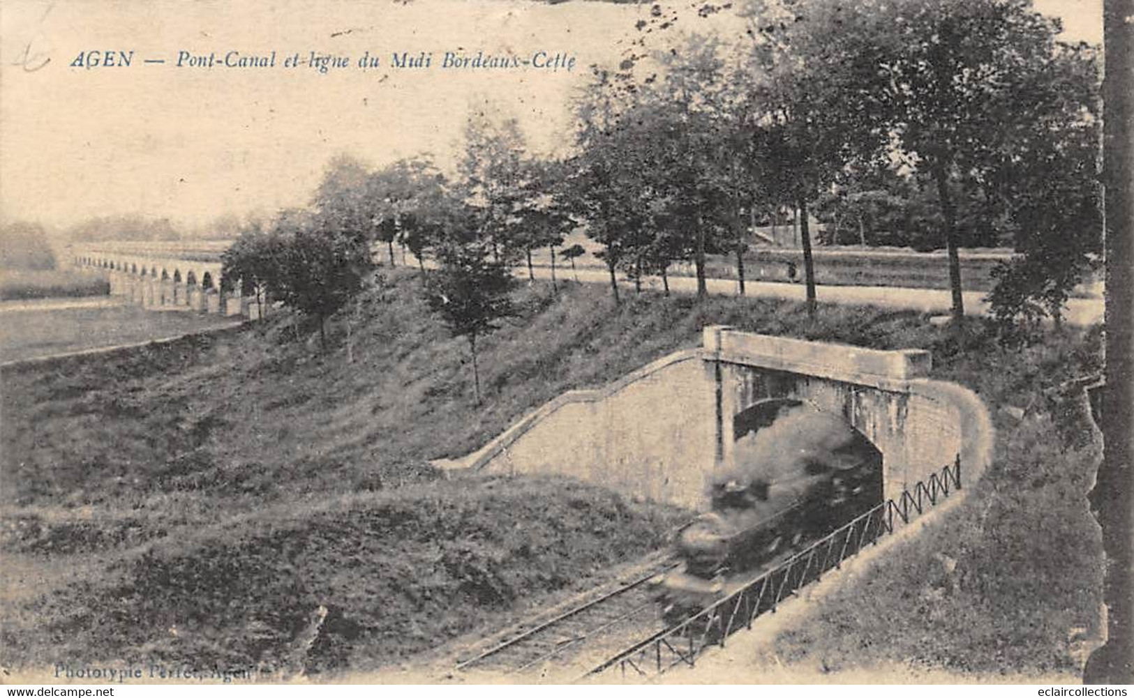 Agen       47         Petit Canal Et Ligne Du Midi Bordeaux Sète     (voir Scan) - Agen