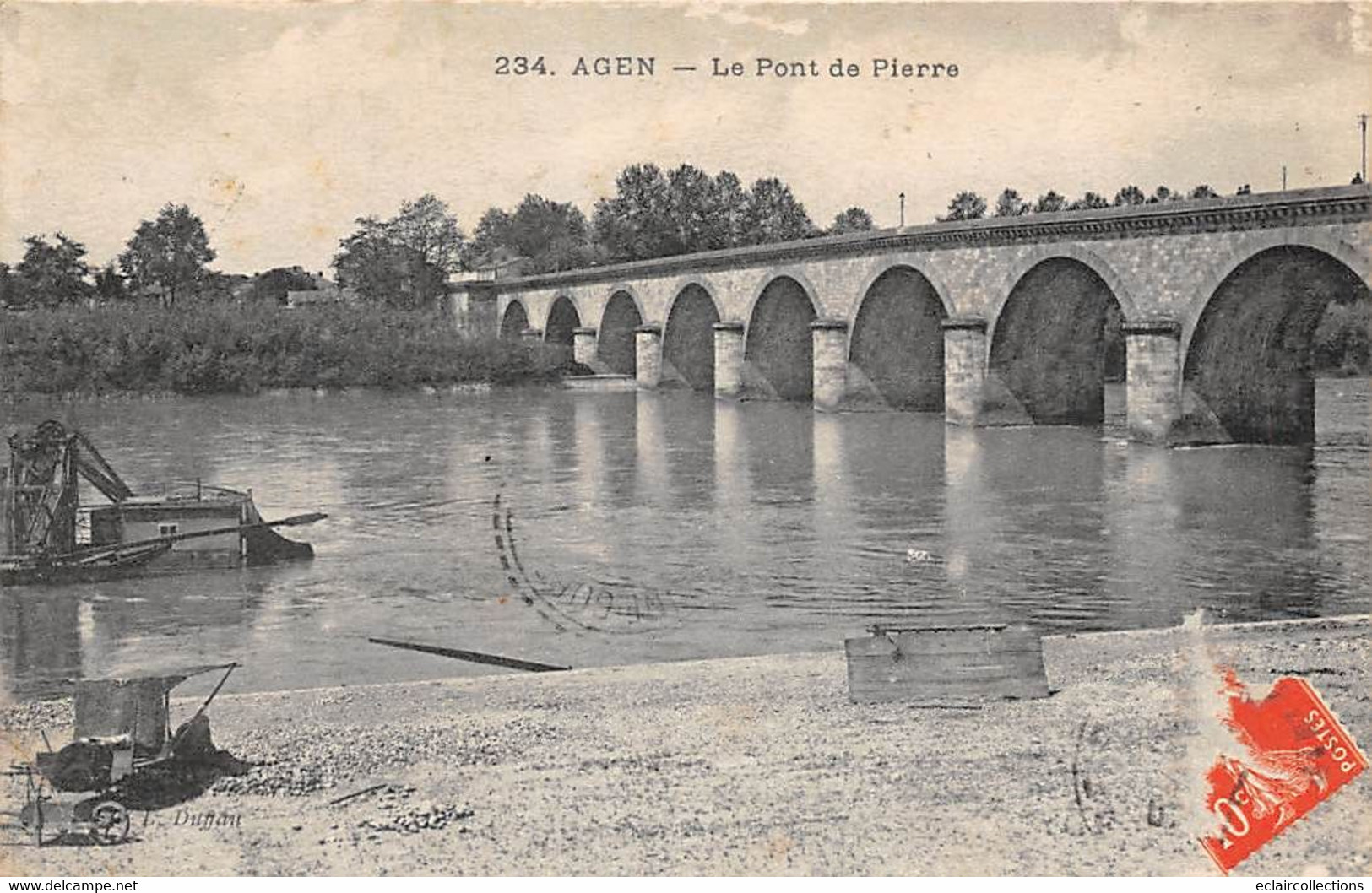 Agen       47        Le Pont De Pierre .  Drague     (voir Scan) - Agen