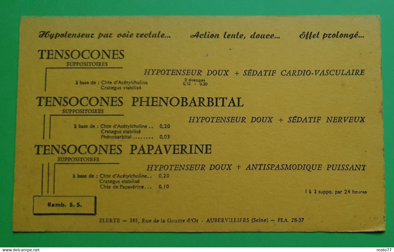 Buvard 989 P - Laboratoire Elerté - ACTICARBINE - Etat D'usage : Voir Photos- 21x12.5 Cm Environ - Vers 1950 - Produits Pharmaceutiques