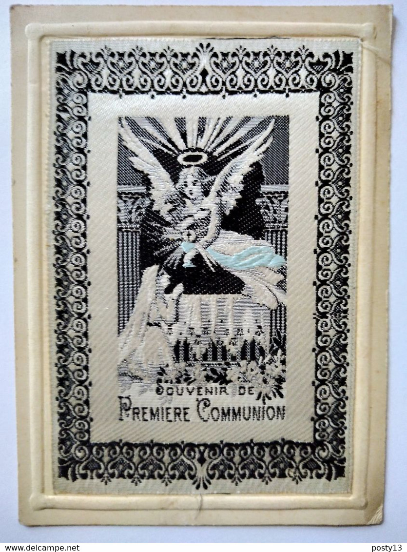 Image Pieuse En TISSU SOIE " Souvenir De Première Communion " -  8 X 11,5 Cm. TBE - Devotion Images