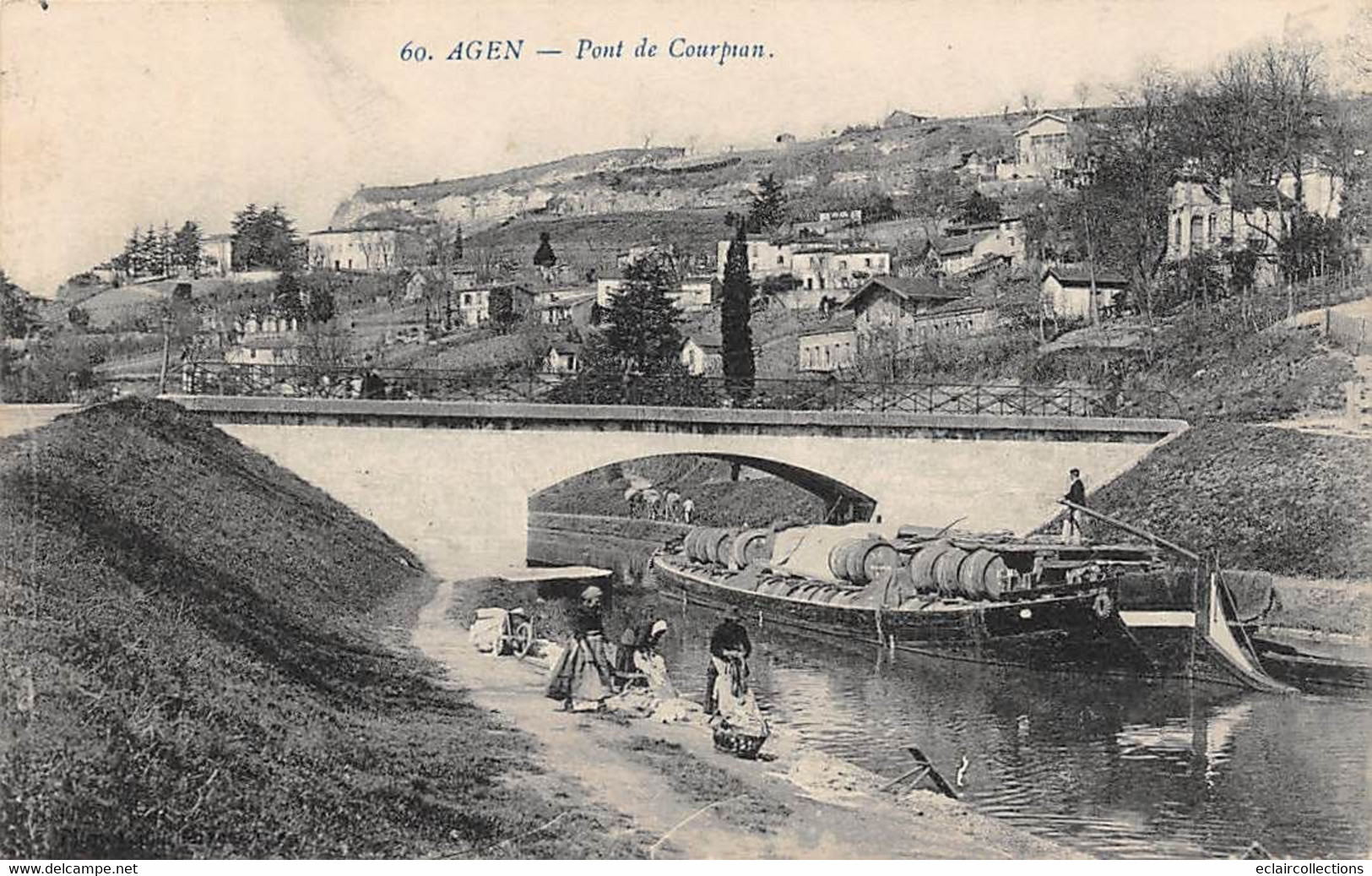 Agen       47    Pont De Courpian. Transport Fluvial De Barriques  Laveuses     (voir Scan) - Agen