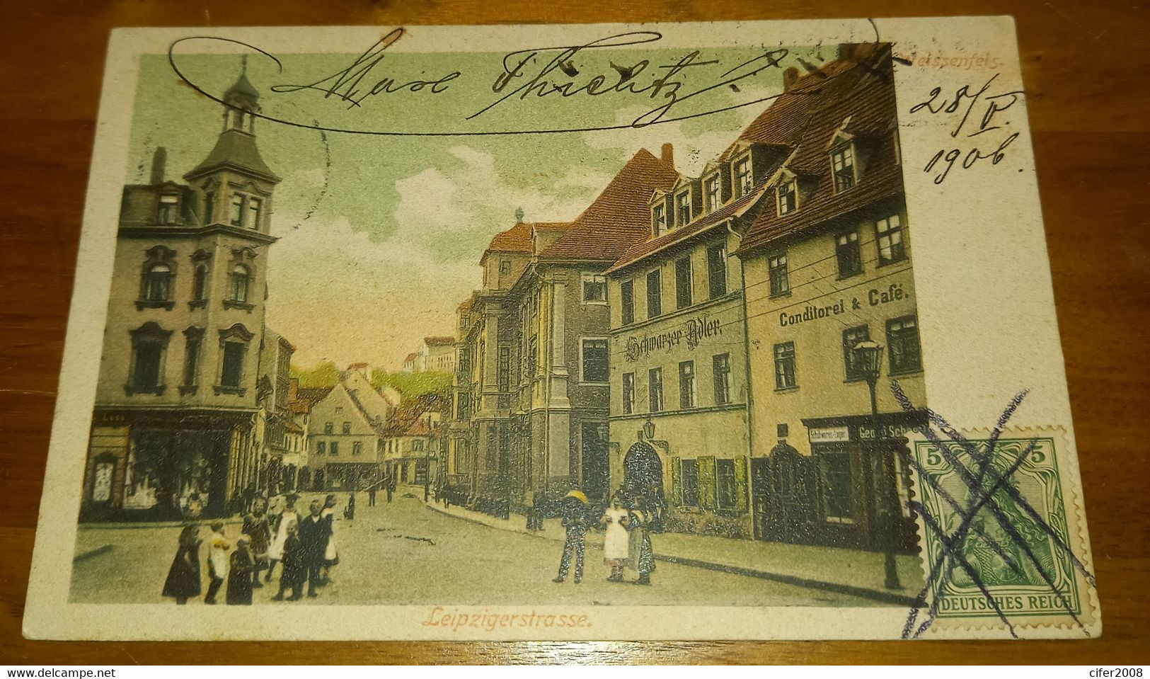 Ak Weissenfels *Leipzigerstrasse *Conditorei U.Cafe*Gasthof Schwarzer Adler*1906 - Weissenfels