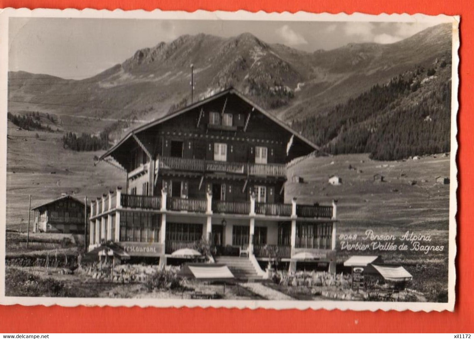 FSA-01 RARE Verbier Bagnes Pension Alpina Visa Censure A:C:F: 1939 Circulé 1944 Perrochet 8048 - Bagnes