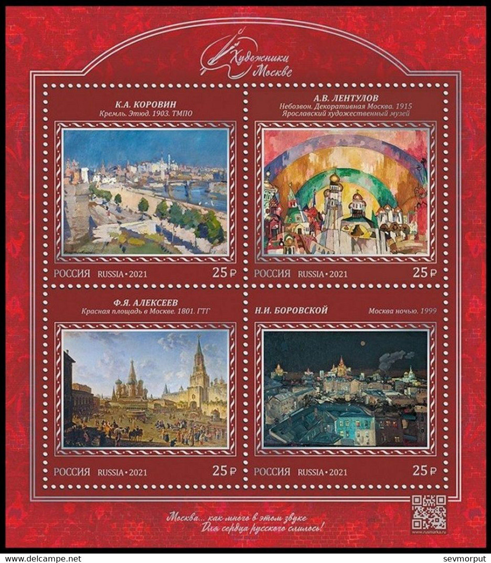 RUSSIA 2021 Block MNH ** VF Mi 3076-79 Bl 334 MOSCOW PAINTER PAINTING PEINTRE PEINTURE KUNST ART 2852-55 - Blocks & Kleinbögen