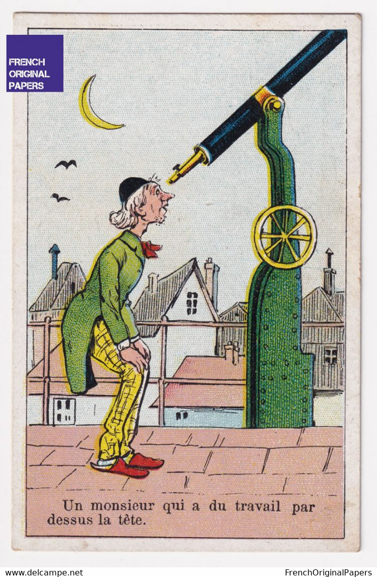 Jolie Chromo Bériot Lille 1900/10 Humour Thèmes Science Astronomie Espace Lune Télescope Observatoire Planète A64-1 - Tè & Caffè