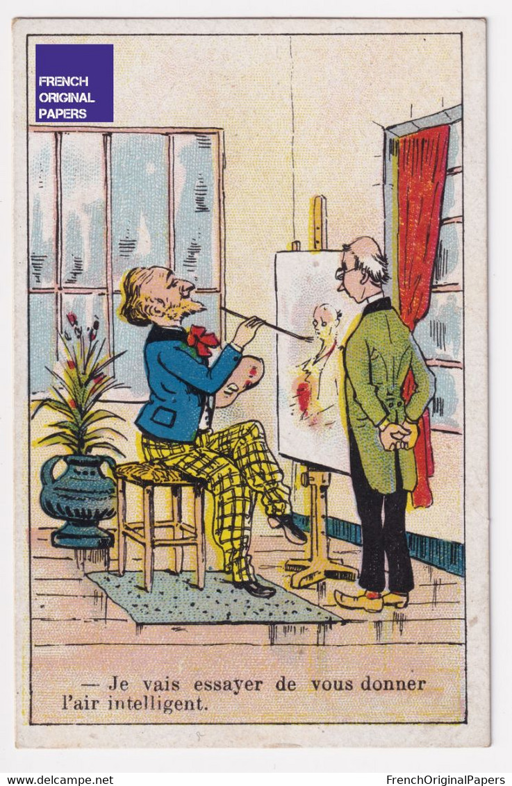 Jolie Chromo Bériot Lille 1900/10 Humour Thèmes Peintre Peinture Art Portrait Artiste Intelligence QI Painter A64-7 - Tea & Coffee Manufacturers