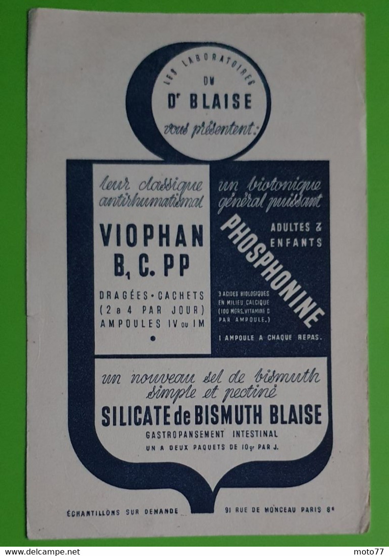 Buvard 1003 - Laboratoire - SILICATE DE BISMUTH BLAISE - Etat D'usage : Voir Photos- 13.5x21 Cm Environ - Vers 1950 - Produits Pharmaceutiques