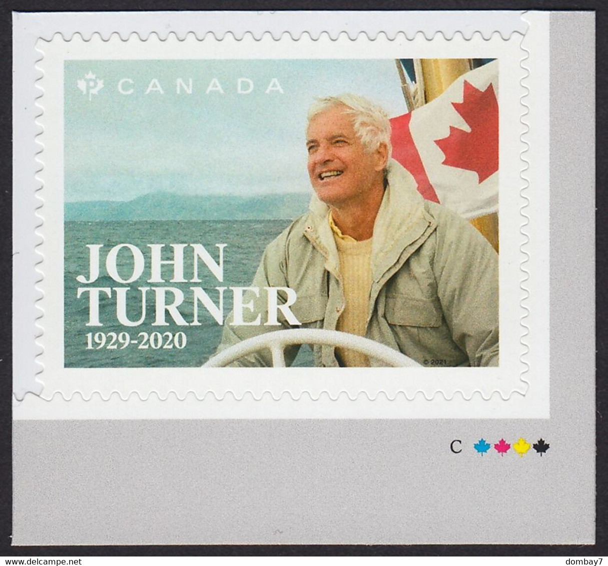 Qc. JOHN TURNER 17-TH PRIME MINISTER Of CANADA = Stamp Cut From Booklet With MARLE LEAF COLOUR ID Marks Canada 2021 MNH - Unused Stamps