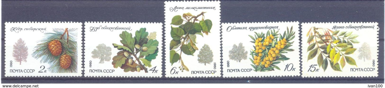 1980. USSR/Russia, Protected Trees And Shrubes, 5v, Mimt/** - Unused Stamps