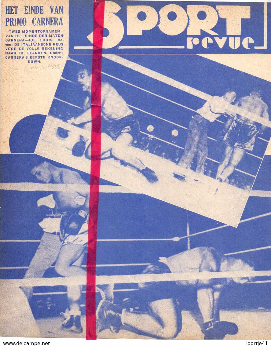 Boksen Boxe Box - Kamp Match Carnera X Joe Louis - Orig. Knipsel Coupure Tijdschrift Magazine - 1935 - Matériel Et Accessoires