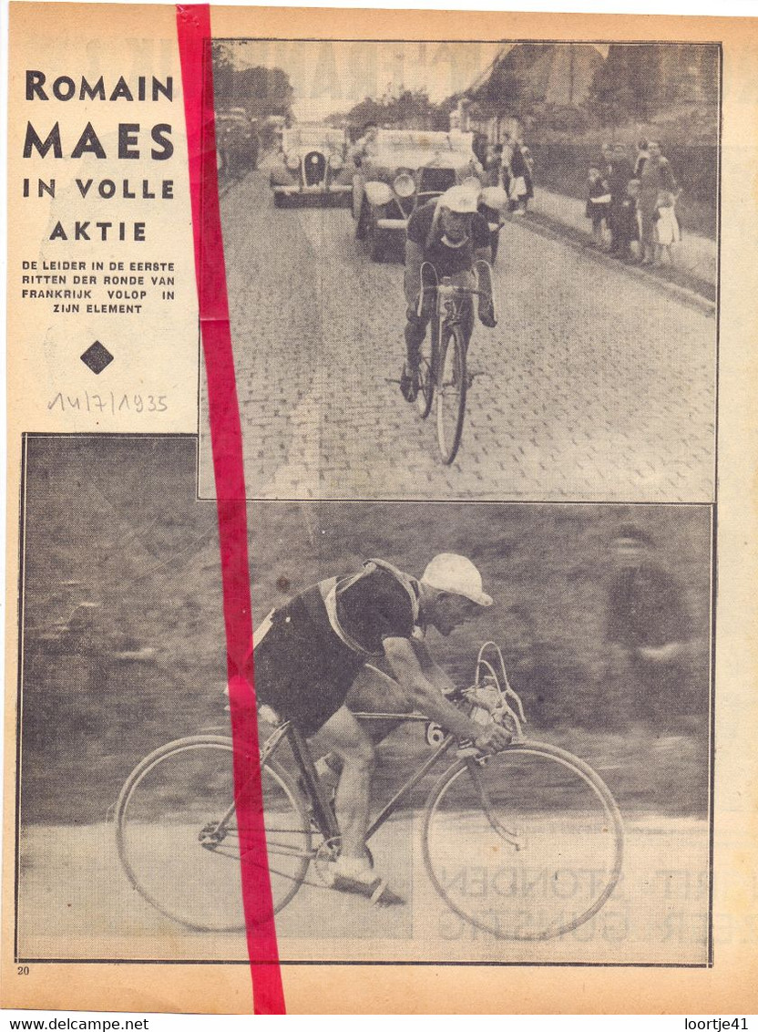 Koers Wielrennen Renner Coureur Romain Maes - Orig. Knipsel Coupure Tijdschrift Magazine - 1935 - Matériel Et Accessoires