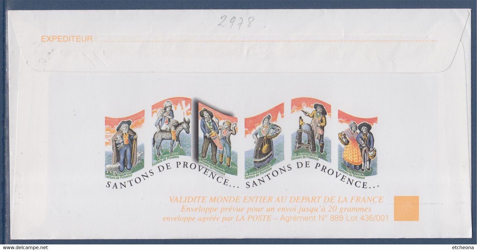 Entier Santons De Provence Enveloppe Type Timbre 2978 Oblitéré 01.12.97 Flamme Château Neuf Les Martigues Tambourinaire - Prêts-à-poster: Repiquages Privés