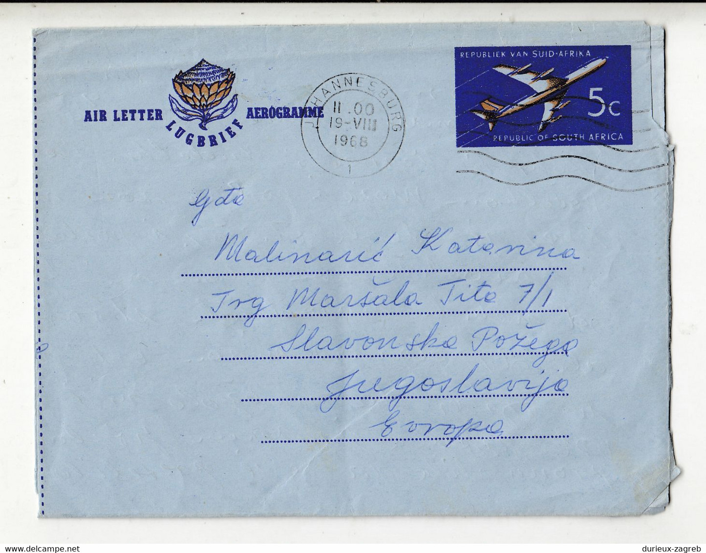 South Africa 3 Aerogrammes Sent 1968/1970 To Zagreb B211201 - Poste Aérienne