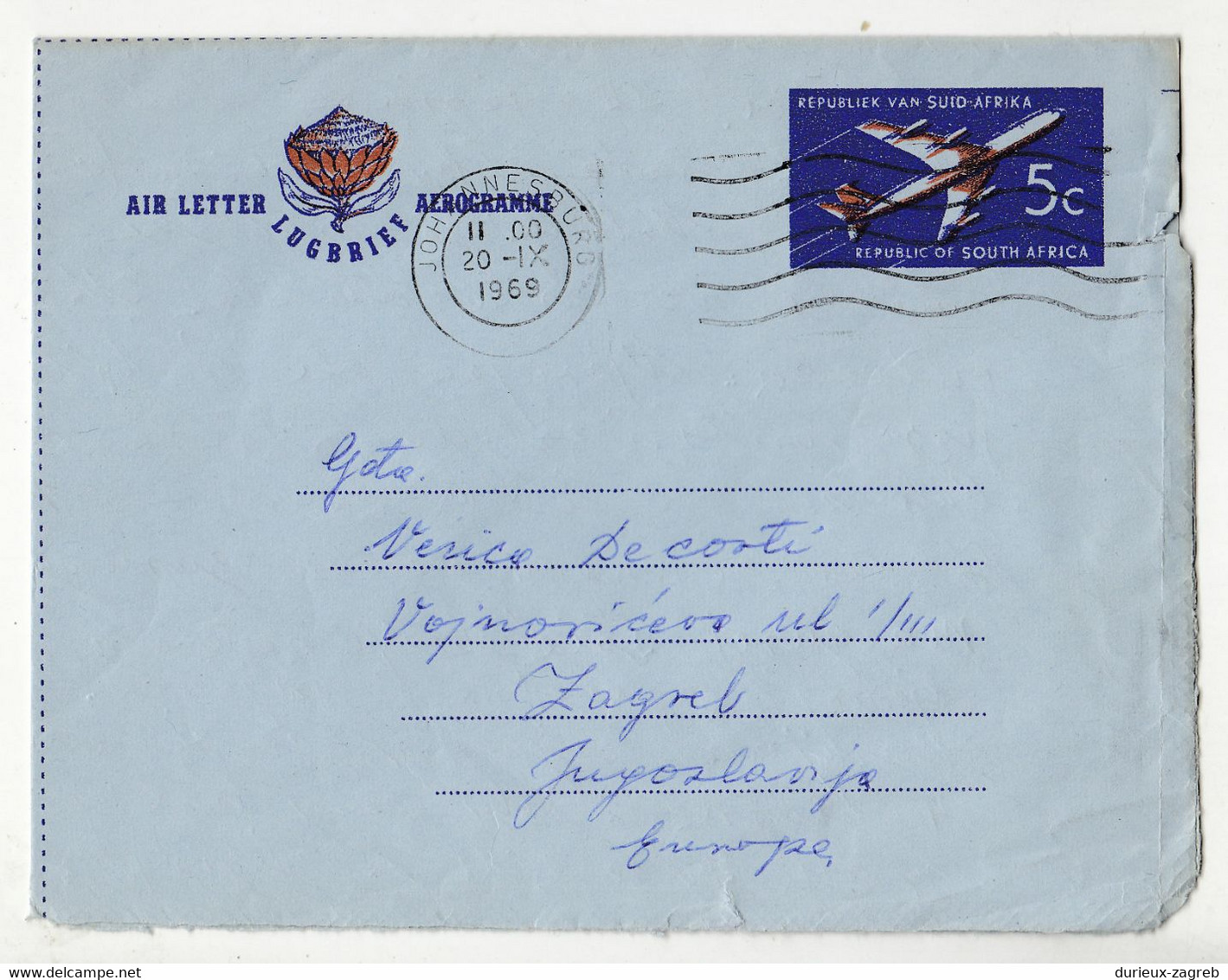 South Africa 3 Aerogrammes Sent 1968/1970 To Zagreb B211201 - Poste Aérienne