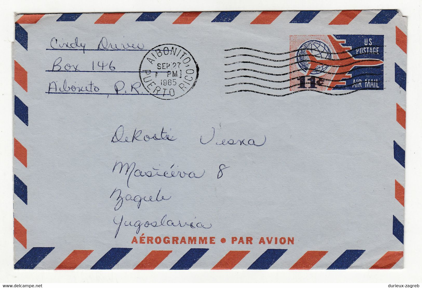 US Postal Stationery Aerogramme Posted 1985 To Zagreb B211201 - 1981-00
