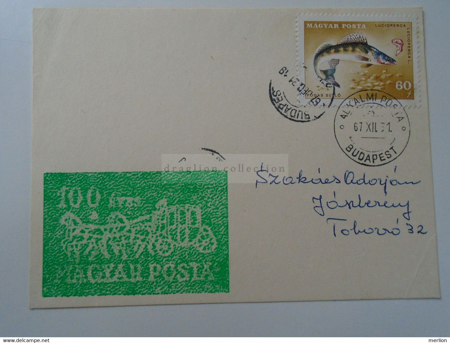 D187068  HUNGARY  Postmark     MAGYAR POSTA   - Hungarian Post - 1967 Alkalmi Posta  Budapest - Postmark Collection