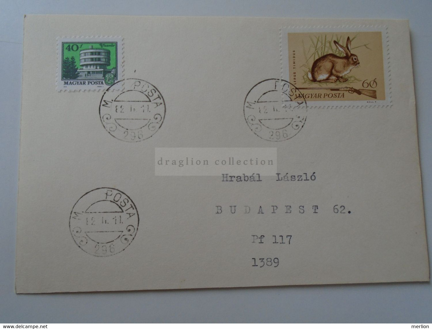 D187069    HUNGARY  Postmark     MAGYAR POSTA   - Hungarian Post - M.(Kir.) Posta 296  -1982 - Marcophilie