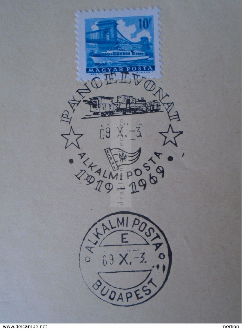 D187072  HUNGARY  Postmark     MAGYAR POSTA   - Hungarian Post - Páncélvonat -train - 1919-1969 -alkalmi Posta - Storia Postale