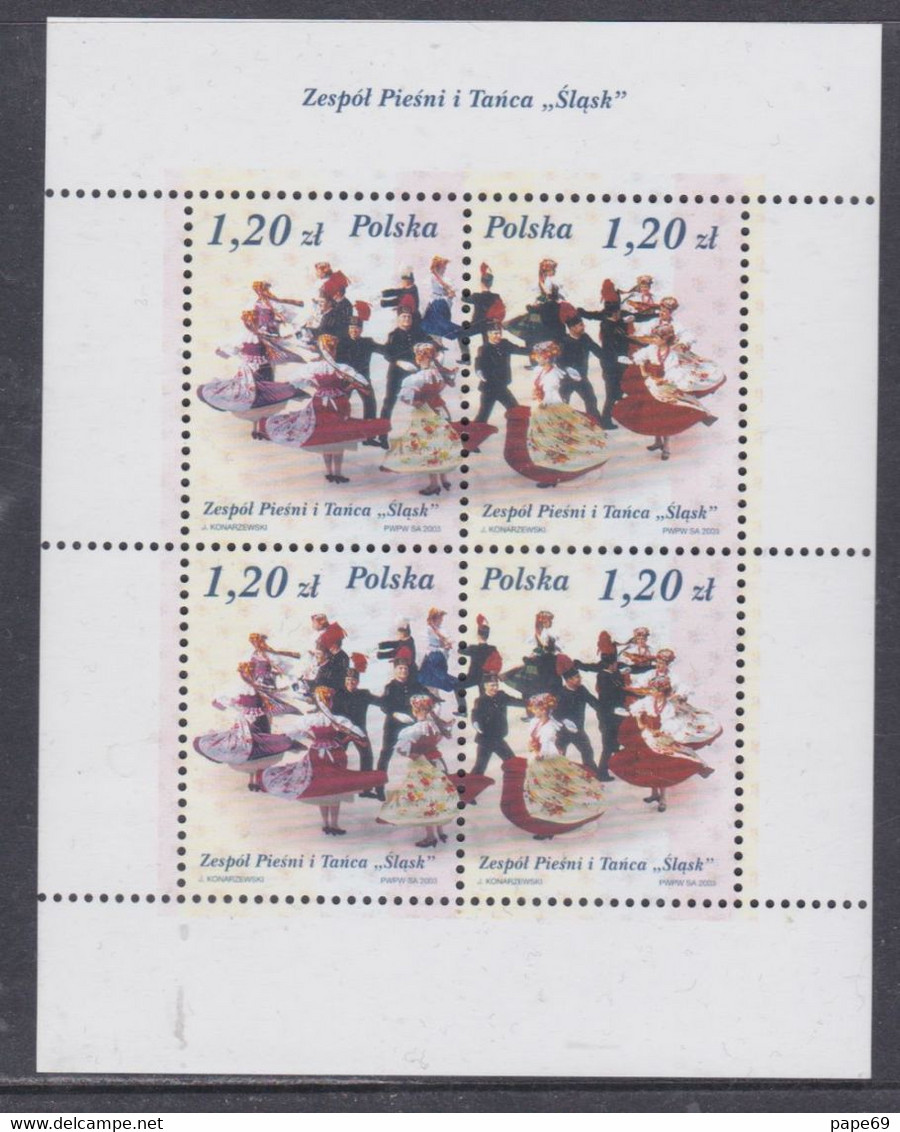 Pologne N° 3827 / 28 XX Anniv. Groupe Folk "Slask": Les 2 Paires Se Tenant En Une Petite Feuille  Sans Charnière, TB - Full Sheets