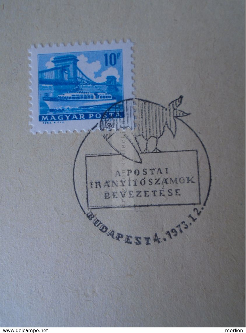 D187073  HUNGARY  Postmark     MAGYAR POSTA   - Hungarian Post -  Introduction Of Postal Codes  1973 - Storia Postale