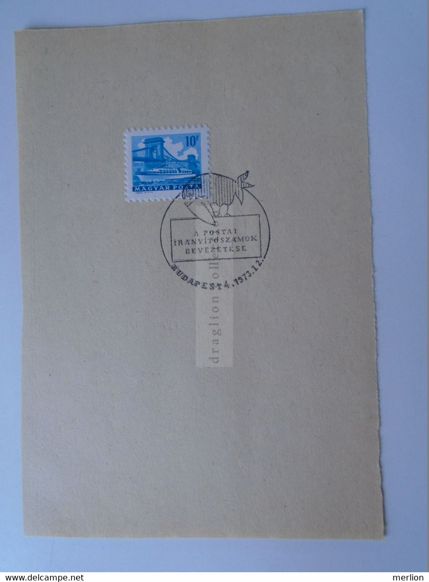 D187073  HUNGARY  Postmark     MAGYAR POSTA   - Hungarian Post -  Introduction Of Postal Codes  1973 - Postmark Collection