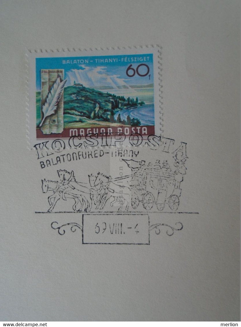 D187075 HUNGARY  Postmark     MAGYAR POSTA   - Hungarian Post - Kocsiposta  Balatonfüred - Tihany  1969 - Poststempel (Marcophilie)