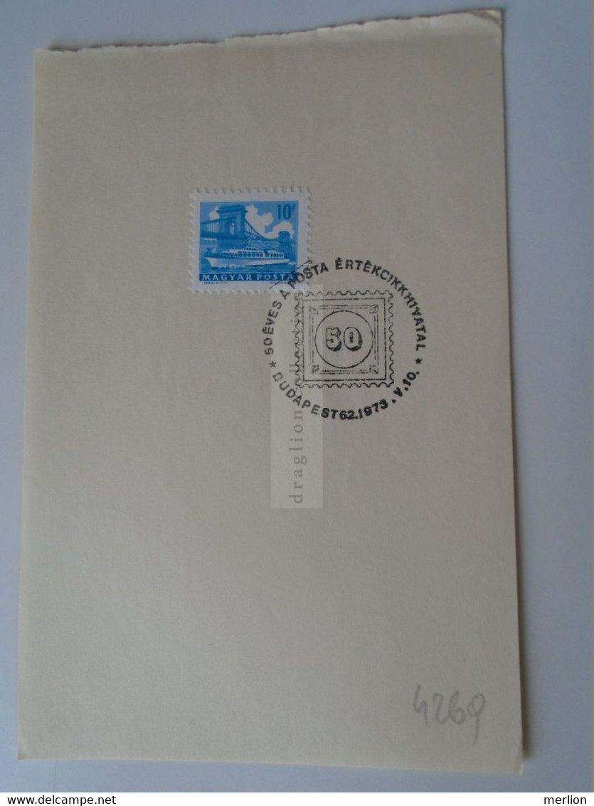 D187082   HUNGARY  Postmark     MAGYAR POSTA   - Hungarian Post - 50 éves A Posta Értékcikkhivatal  1973 Budapest - Poststempel (Marcophilie)