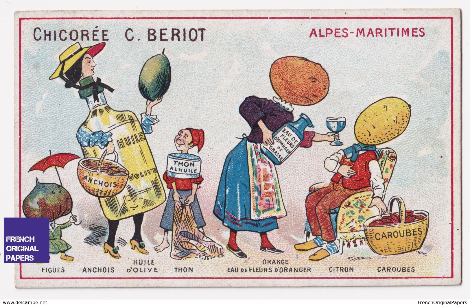 Anthropomorphisme Chromo Bériot Alpes Maritimes Anchois Huile D'Olive Citron Orange Parfum Grasse Thon Caroubes A64-15 - Tea & Coffee Manufacturers