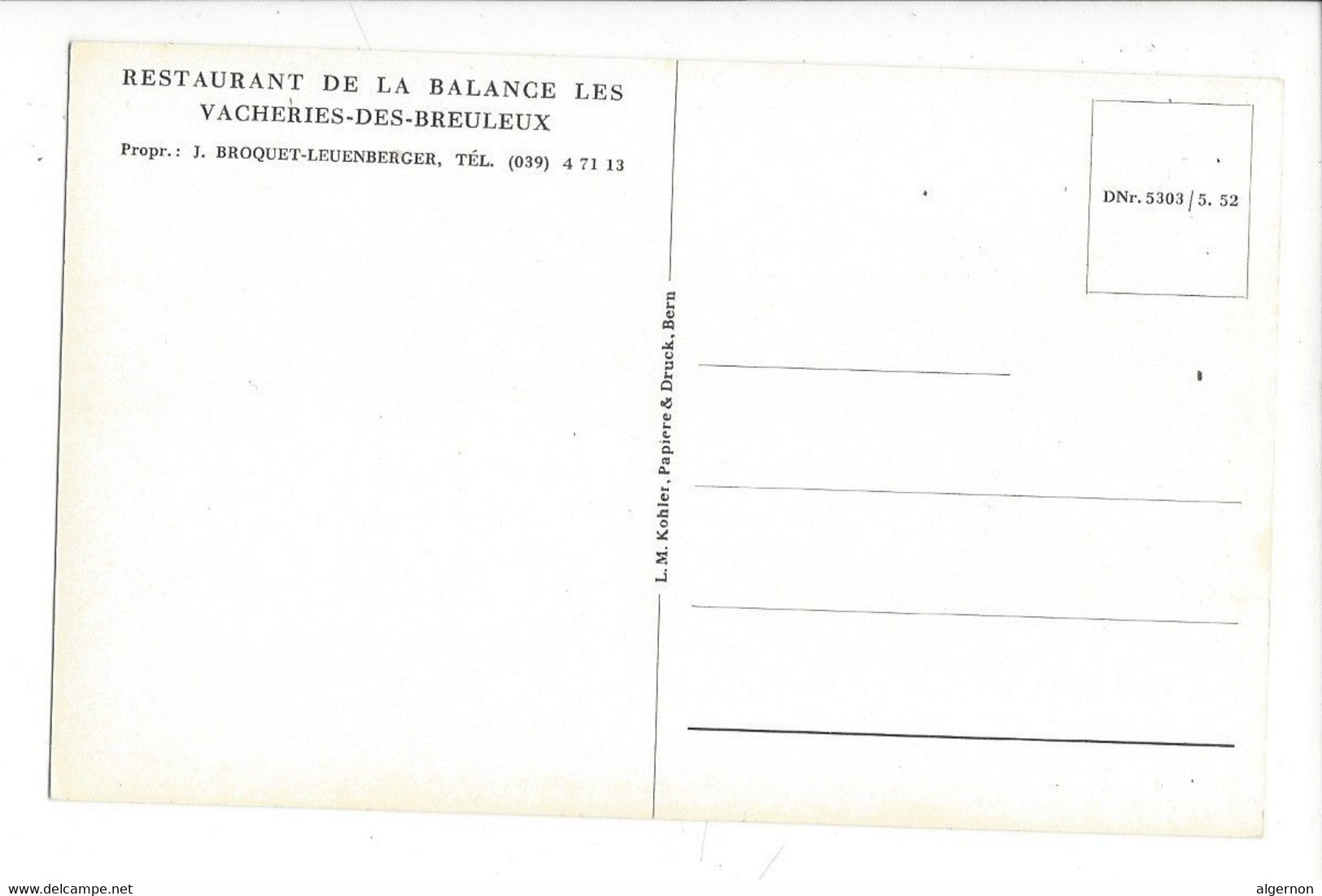 29507 - Les Breuleux Restaurant De La Balance Les Vacheries Des Breuleux - Les Breuleux