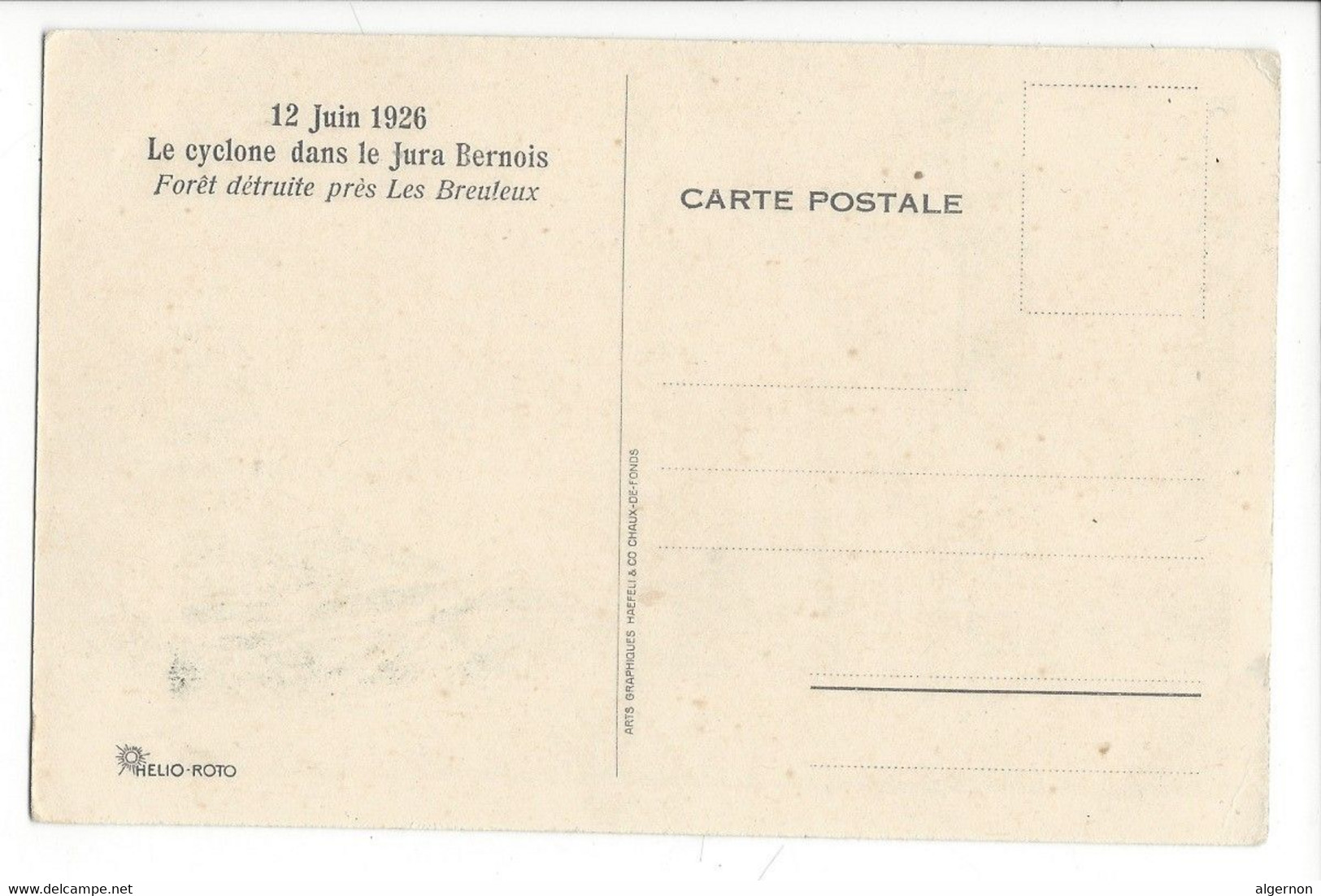 29515 - Les Breuleux Le Cyclone Dans Le Jura Bernois Forêt Détruite Près Les Breuleux 12 Juin 1926 - Les Breuleux