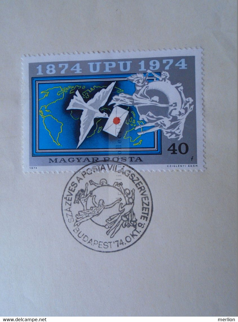 D187089 HUNGARY  Postmark     MAGYAR POSTA   - Hungarian Post -  U.P.U.  10 Years Old  1974 - Poststempel (Marcophilie)