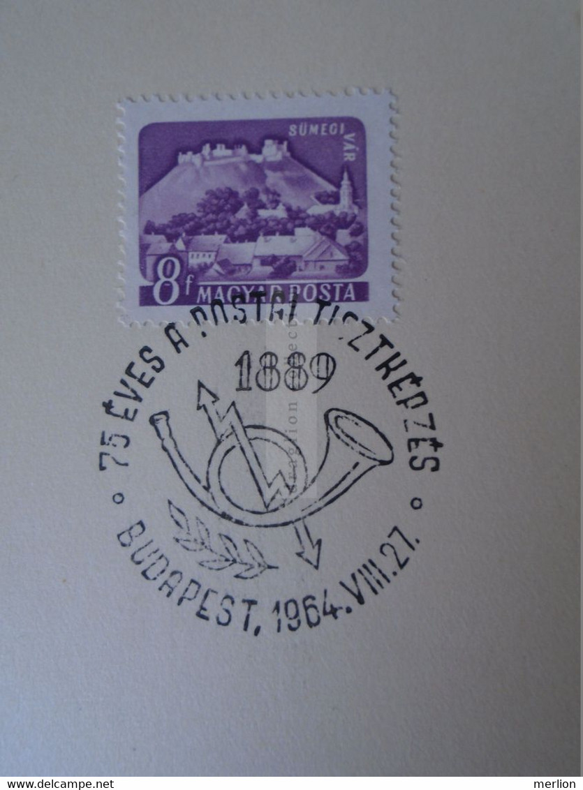 D187090  HUNGARY  Postmark     MAGYAR POSTA   - Hungarian Post -  75 Years -  Postal Officer Training 1964 Budapest - Postmark Collection