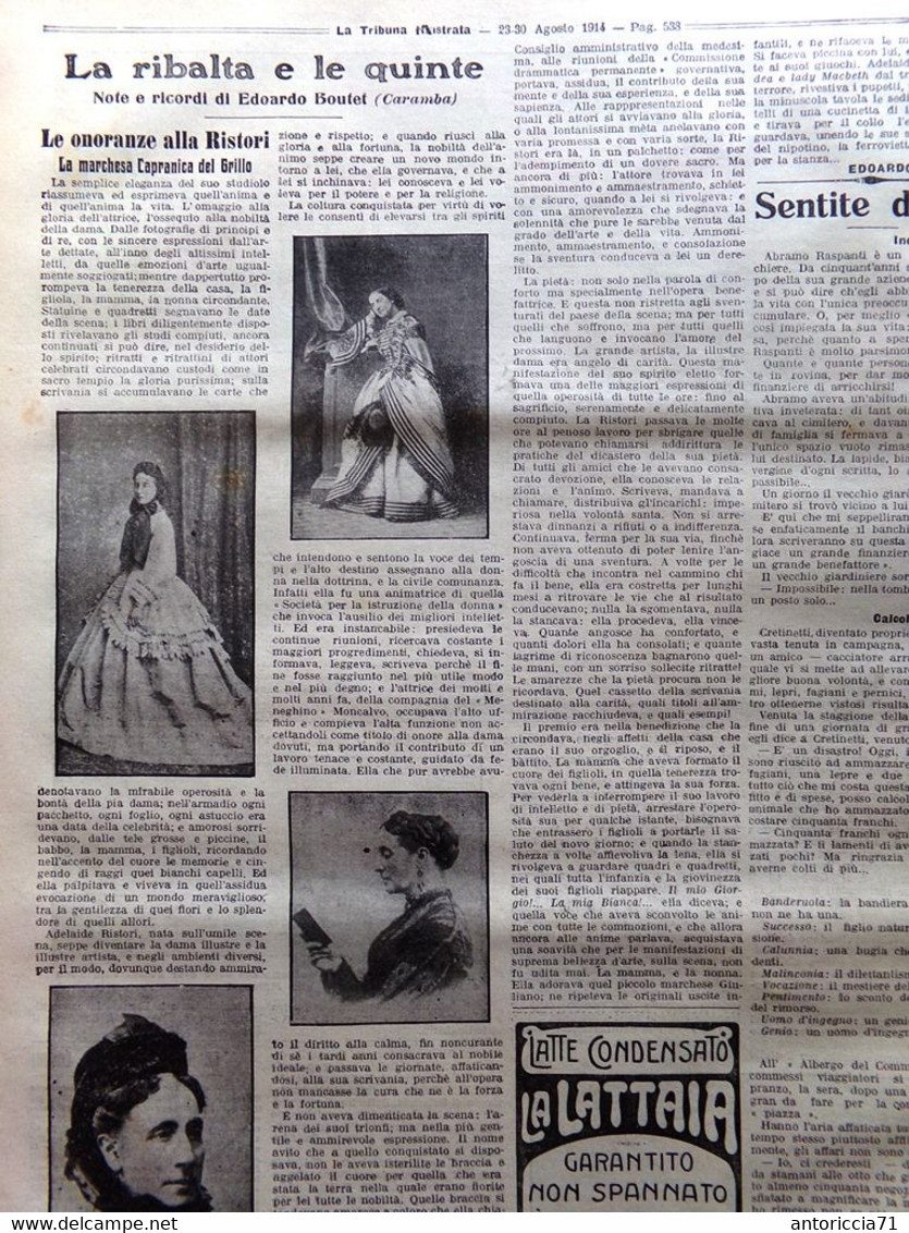 La Tribuna Illustrata 23 Agosto 1914 WW1 Niš Adelaide Ristori Belgrado Lemaitre - Oorlog 1914-18