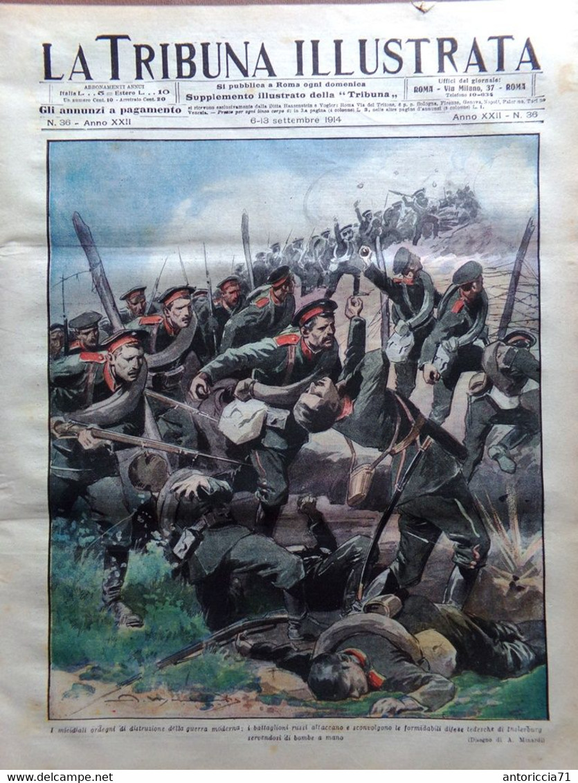 La Tribuna Illustrata 6 Settembre 1914 WW1 Puccini Ristori Arcais Papa Cardinali - Guerra 1914-18