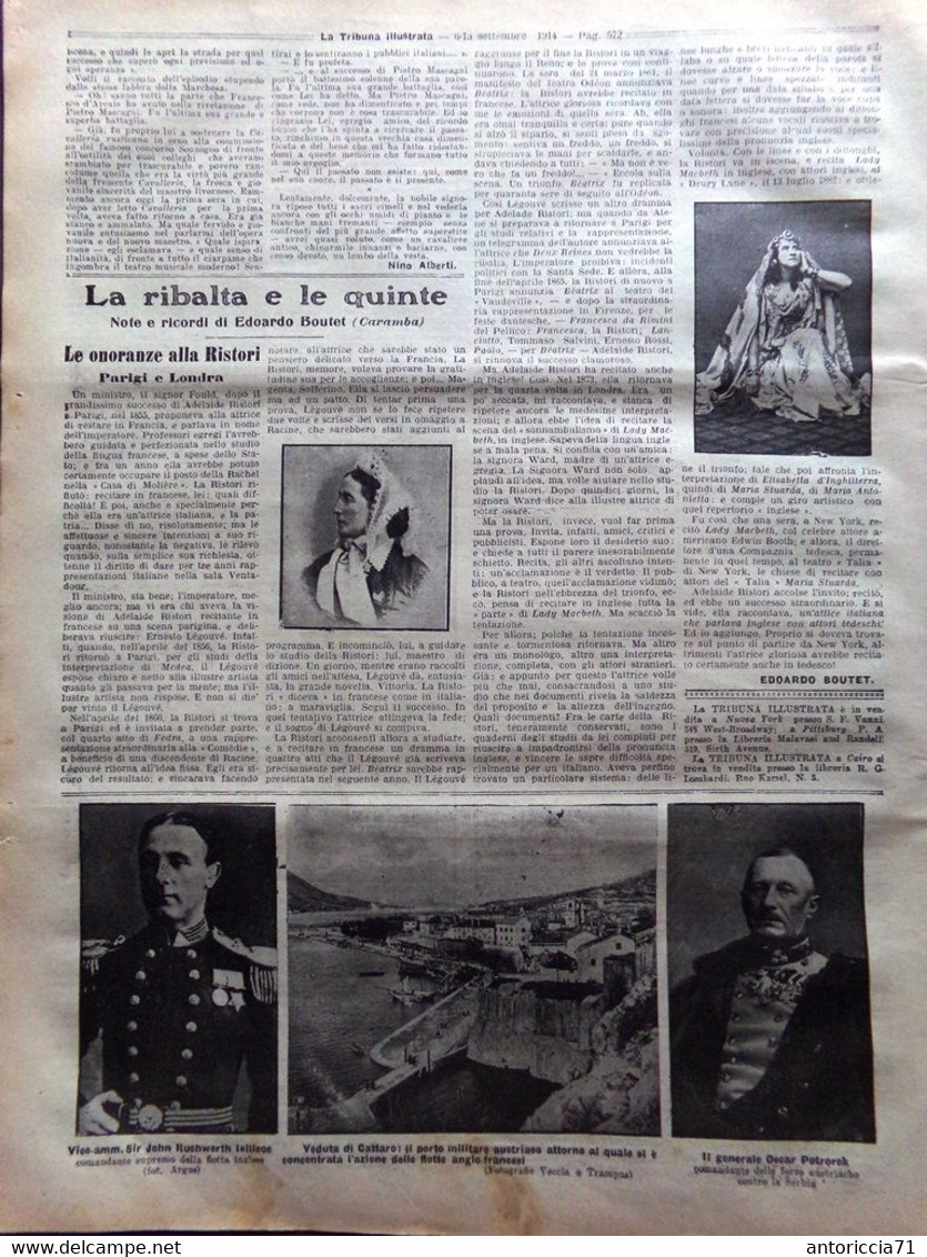 La Tribuna Illustrata 6 Settembre 1914 WW1 Puccini Ristori Arcais Papa Cardinali - Guerre 1914-18