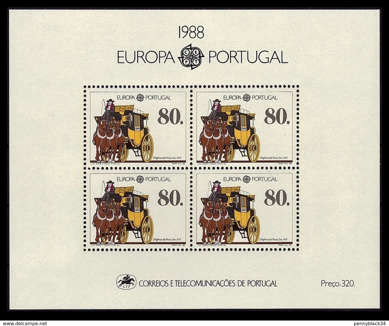Portugal 1988 Yvert Bloc 58 ** Europa 1988 Transports Et Communications - 1988
