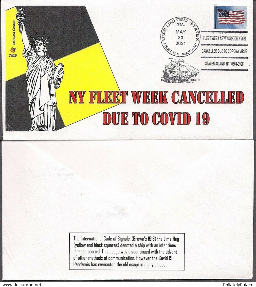 USA Fleet Week 2021 Cancelled - Special Corona Cancel - McIntosh Cachets CORONAVIRUS COVID-19  VIRUS 1 COVER LEFT   (**) - Lettres & Documents