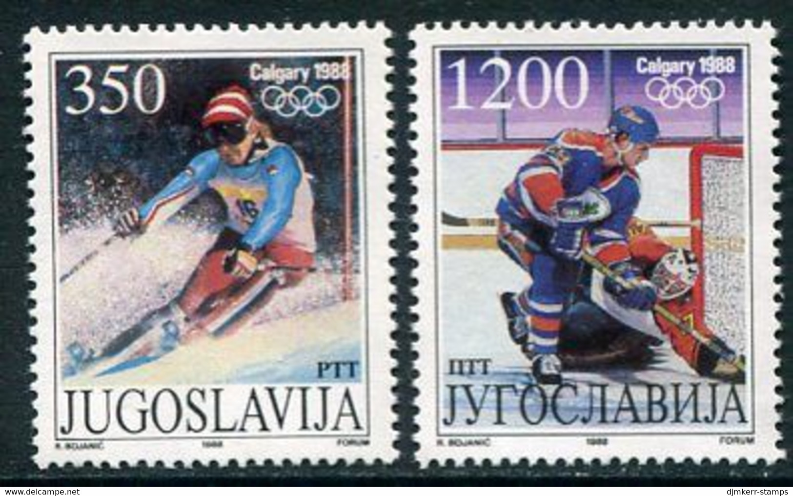 YUGOSLAVIA 1988 Winter Olympics, Calgary MNH / **.  Michel 2264-65 - Ungebraucht