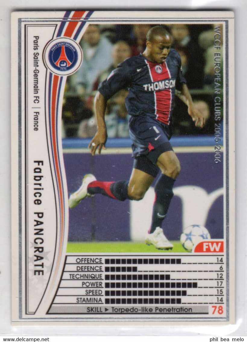 FOOT - PANINI JAPON WCCF - EUROPEAN CLUBS 2005-2006 N° 126/336 FABRICE PANCRATE - PARIS SAINT-GERMAIN - Trading Cards